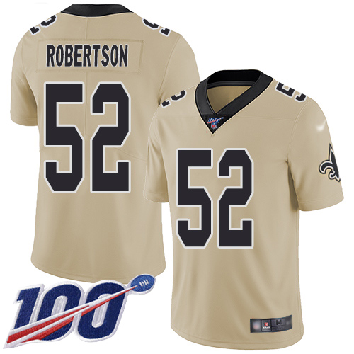 Men New Orleans Saints Limited Gold Craig Robertson Jersey NFL Football #52 100th Season Inverted Legend Jersey->new orleans saints->NFL Jersey